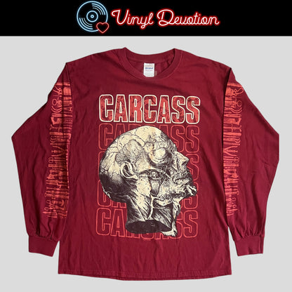 Carcass Band Necro Head Long Sleeve Maroon T-Shirt Size L