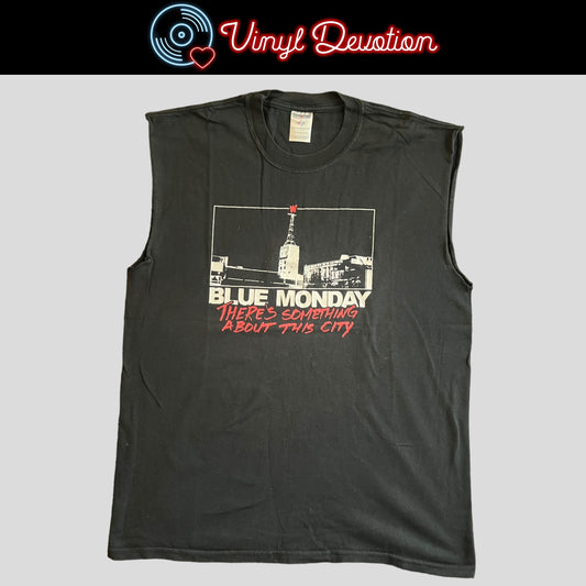 Blue Monday Hardcore Band There's Something About This City T-Shirt Size L Cut Sleeves