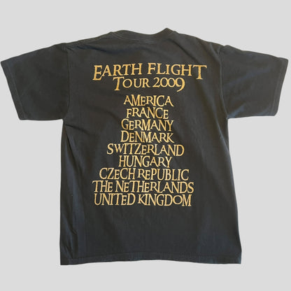 Pentagram Band Earth Flight 2009 Glittery Gold Print T-Shirt Size M