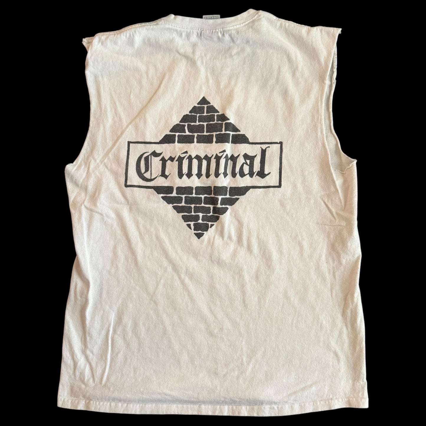 Criminal Oi Punk Band Cut Sleeves White T-Shirt L