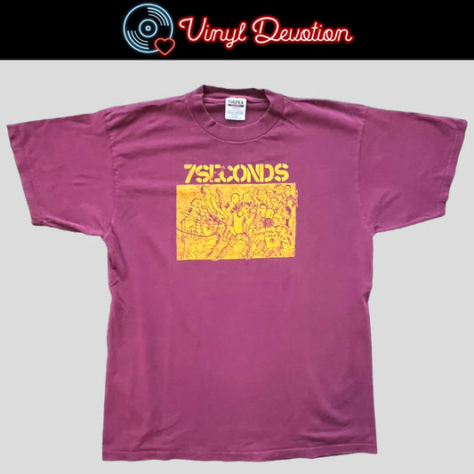 7 Seconds Band Walk Together Rock Together Vintage 90s Maroon T-Shirt Size XL