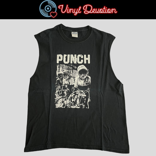 Punch Hardcore Band Bikers Cut Sleeves T-Shirt Size L