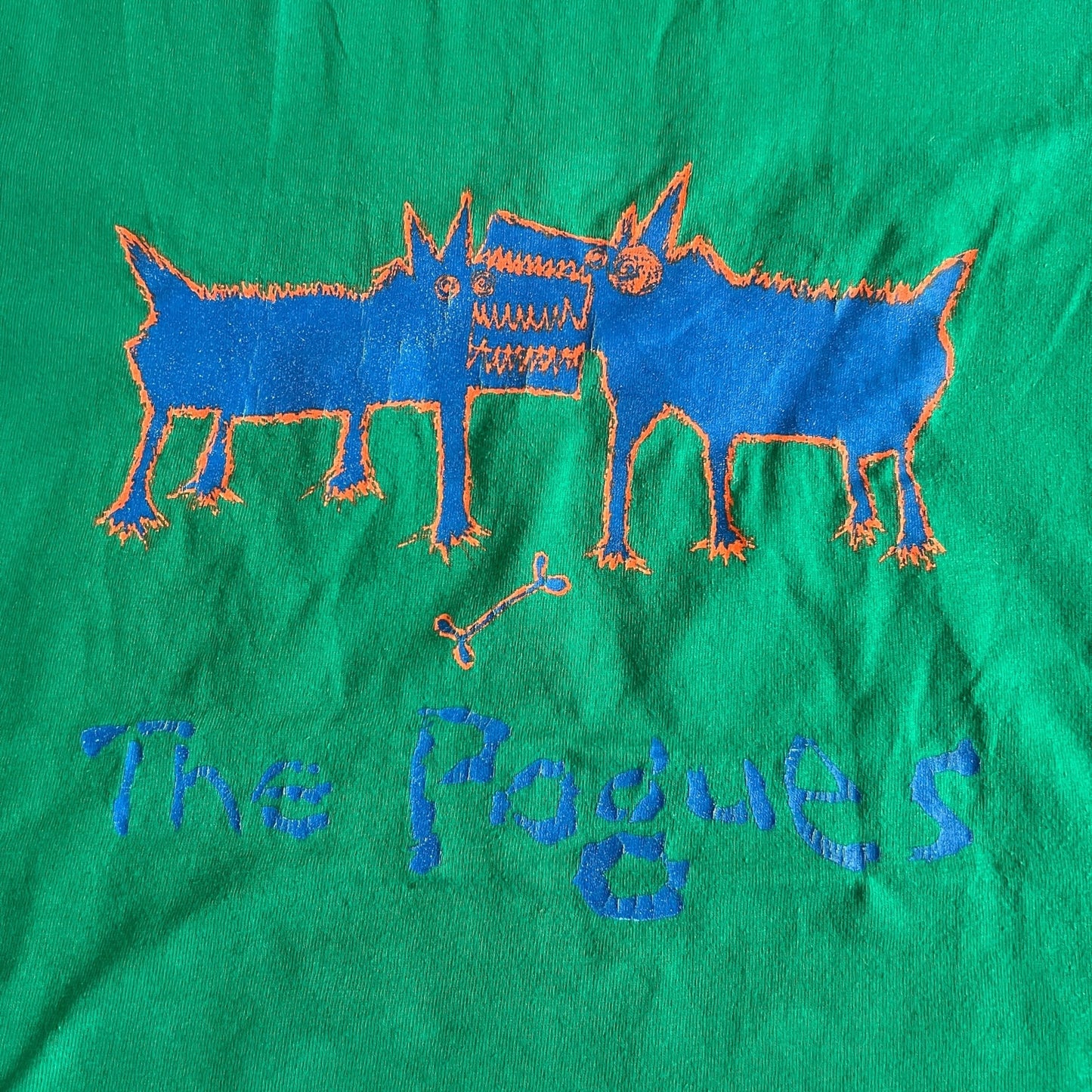 The Pogues Band 2 Dogs Rough Rough Vintage Green T-Shirt Size XL