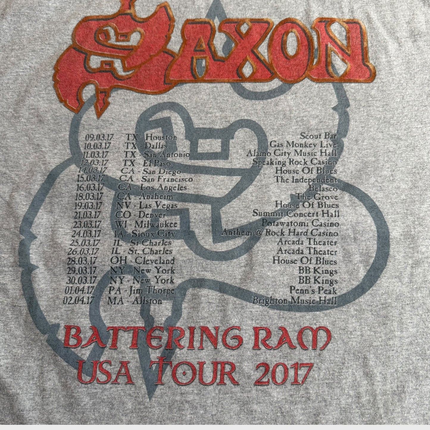 Saxon Band 2017 Tour Gray T-Shirt Size L