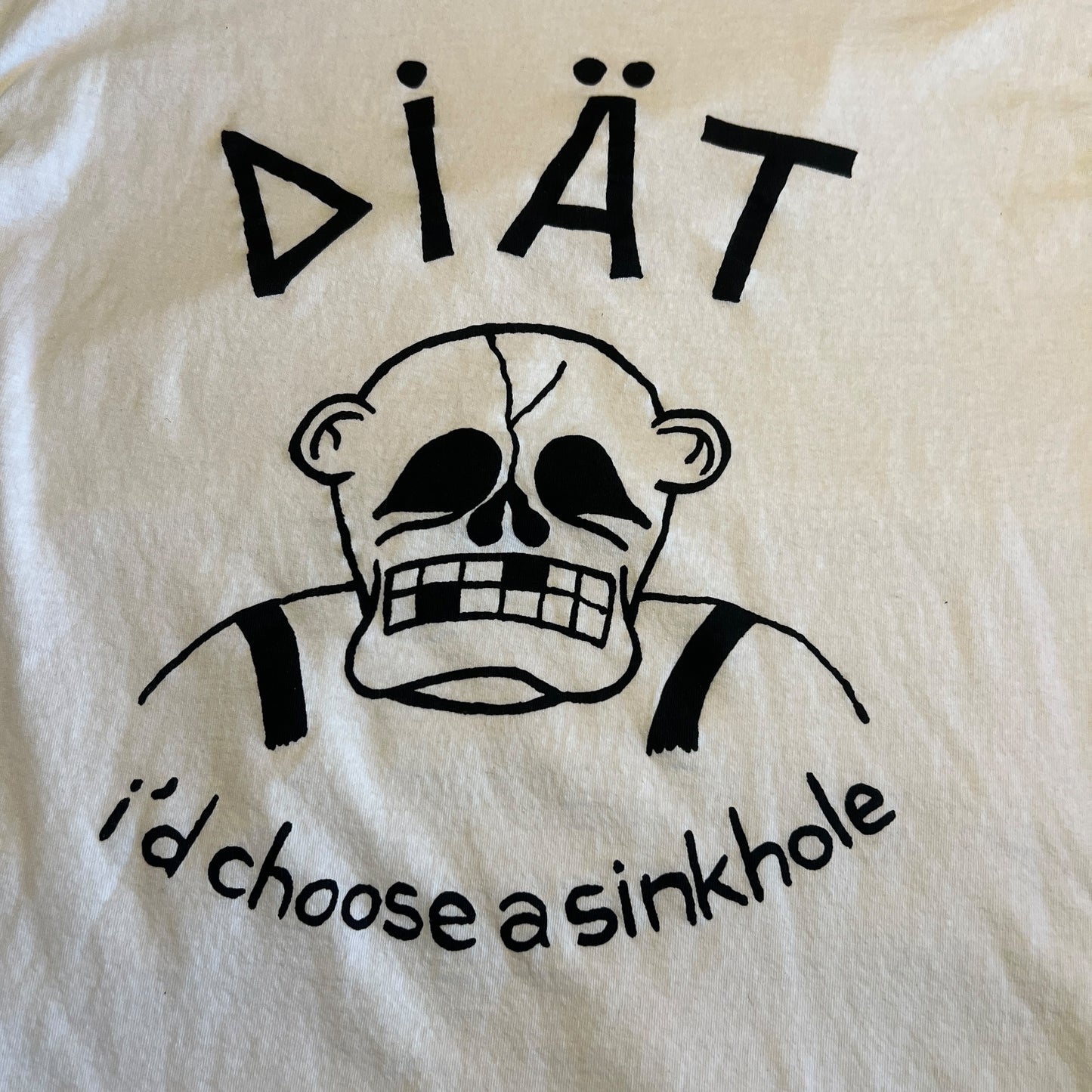 Diat Band I'd Choose A Sinkhole Positive Energy White T-Shirt Size L Diät