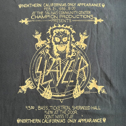 Slayer Band 1986 Tour Reprint T-Shirt Size L 2006