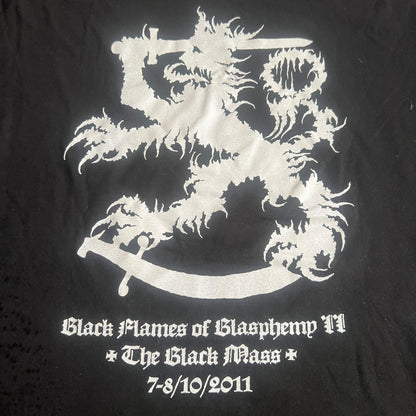 Pseudogod Band Black Flames Of Blasphemy II Black Mass 2011 T-Shirt Size XL