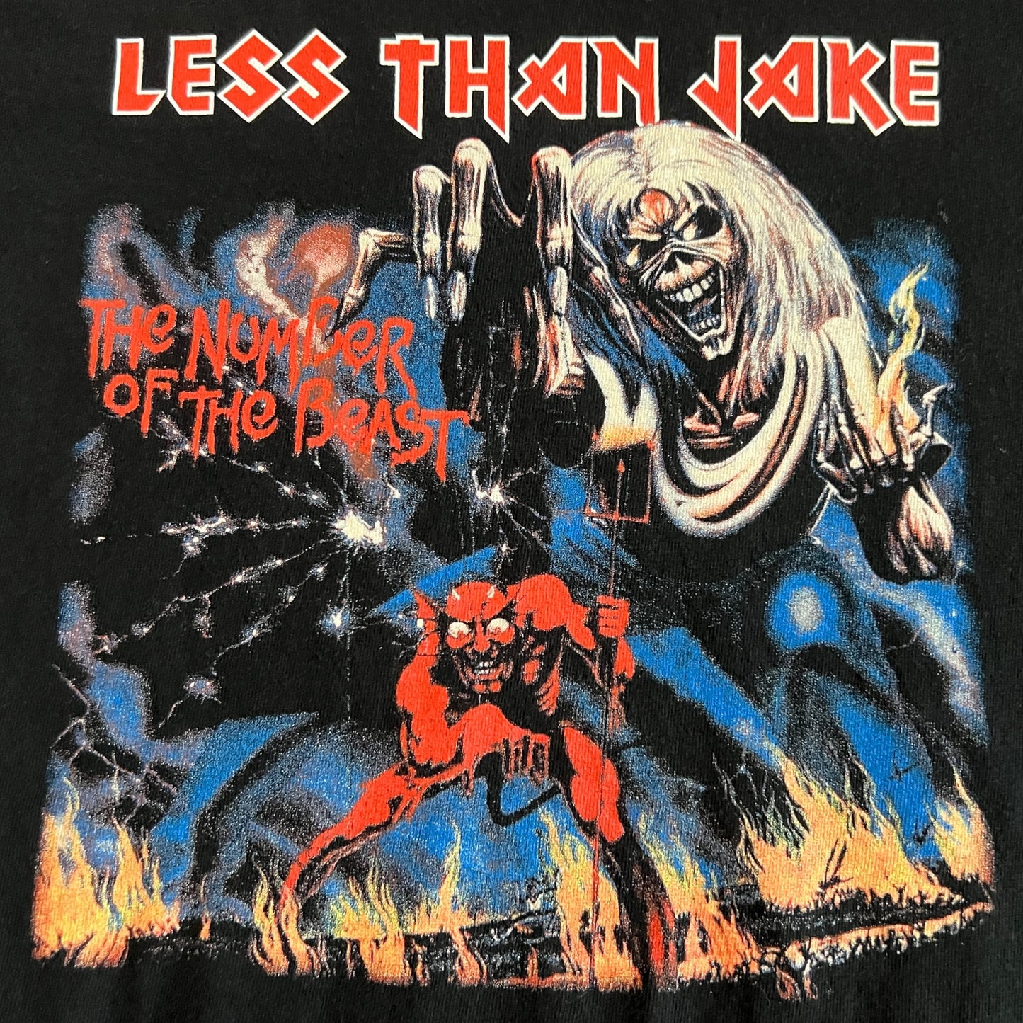 Less Than Jake Band Iron Maiden Number Of The Beast RIP Vintage T-Shirt Size XL